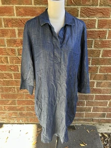 Foxcroft Nikki Dress  Tunic Blue Tencel Lyocell Size 16 Denim 3/4 Sleeve NWT - Picture 1 of 4