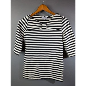 Dainty Jewell's Girls XXL B&W Striped Knit Dress Modest Classic Bow Comfort - Picture 1 of 8