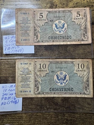 USA MPC  5+10 CENTS SERIES 472 P#M15 & P#M16 - Image 1 of 2