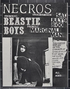 NECROS - BEASTIE BOYS - MARGINAL MAN - DETROIT - JULY 9, 1983 - FLYER - V GOOD - Picture 1 of 3