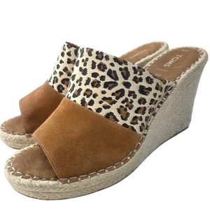 Toms Monica Wildleder-Espadrille Keilabsatz-Sandalen NEU Leopardenmuster Damen 10 braune Pantoletten - Bild 1 von 12