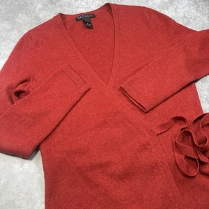 Marconi Damen M 100 % Kaschmir Wickelpullover V-Ausschnitt rostfarben mit Gold gebraucht, in einwandfreiem Zustand - Bild 1 von 7