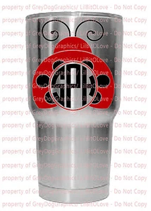 Calcomanía de vinilo personalizada Ladybug Yeti monograma 2 iniciales de colores pegatina personalizada - Imagen 1 de 22