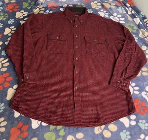 Vintage Herren XL Woolrich Flanell Hemd mit Knopfleiste rot schwarz kariert Büffel - Bild 1 von 11