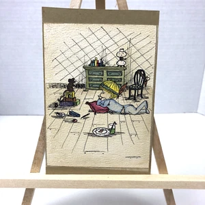 Joan Walsh Anglund Vintage Colored Illustration Print on Board No Signature - Picture 1 of 6