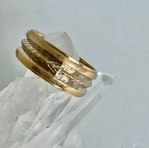 Anniversary Art Carved 14k Yellow/White Gold Women's Wide Band Ring Size 5 - Picture 1 of 6