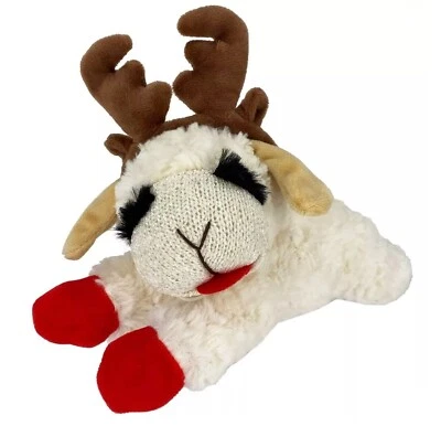 Multipet Lamb Chop with Antlers Dog Interactive Plush Toy 10.5" Holiday - Image 1 of 4