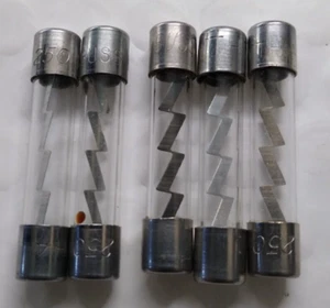 Lote of 5  (3) (4A) (1) (7A) (1) (8A) 250V Slo-Blo Glass Bag Fuses - Picture 1 of 1