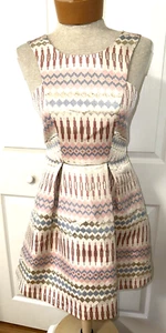 BCBGeneration NWT Dress Women 2 Beige Aztec Fit Flare Short Sleeveless Metalic - Picture 1 of 5