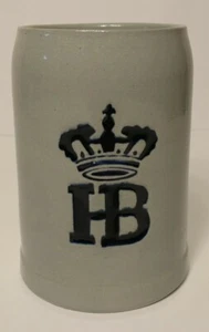 HB Crown Hofbrauhaus German Beer Stein Mug Pottery Glazed Stoneware .5L - Bild 1 von 2
