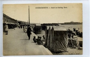 (Gc6929) Beach and Bathing Huts / Tents, Bournemouth c1918 - Picture 1 of 4