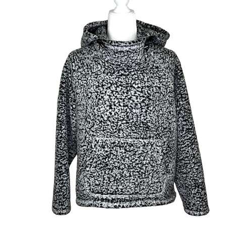 UNDERCOVER ROSA Victoria's Secret nero bianco soffice popcorn pullover felpa con cappuccio media