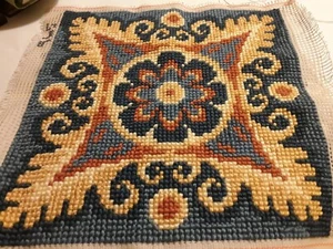 Hand stitched Needlepoint cushion cover completed 16 ins x 16 ins - Picture 1 of 2