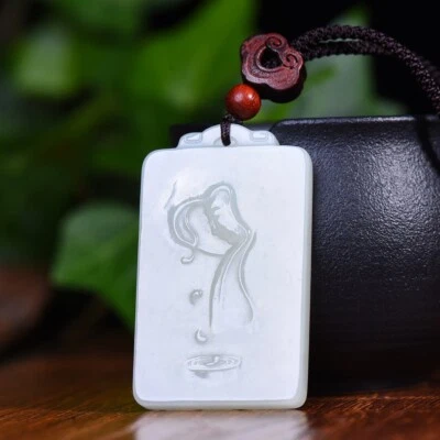 Estatua Kwan-yin de jade hetiano natural certificada tallada a mano regalo exquisito Foto 1 de 4