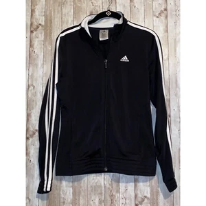 Women's Adidas Black & White Stripe Full Zip Track Activewear Jacket Size Small - Picture 1 of 9