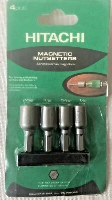 Hitachi Magnetic Nutsetters 729098 1/4" Hex Shank System 4 Piece Set - Image 1 of 4