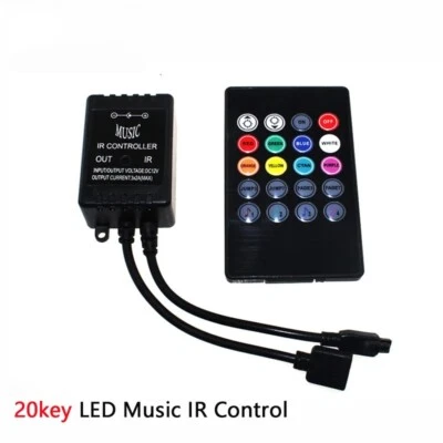 Telecomando LED 20 tasti IR RGB LED musica suono dimmer 5050 strisce colorate - Immagine 1 di 4
