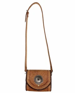 Wayne Franklin, Leather Stamped Bag, Sunshine Reeves Button, Handmade - Picture 1 of 4