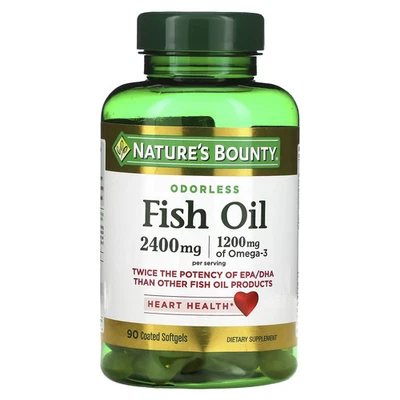 2 X Nature's Bounty, Fish Oil, 2,400 mg, 90 Coated Softgels - Image 1 of 2