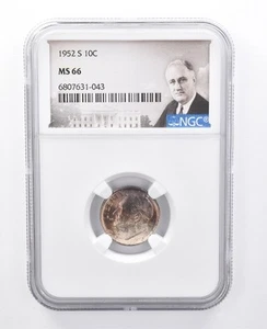 1952-S Roosevelt Dime MS66 NGC Purple Tone *7958 - Picture 1 of 3