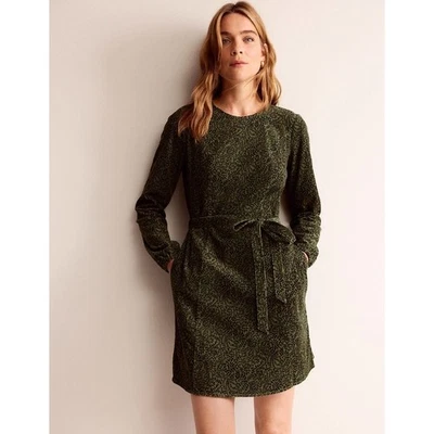 NWT Boden Harriet Cord Dress Spruce Green Black Vine Print US 14R Cottagecore - Image 1 of 4