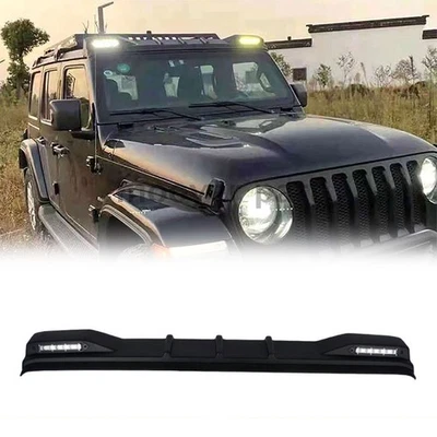 For Jeep Wrangler Jk  Black Front Spoiler With Led Roof Light 2007-2017 - Image 1 of 4