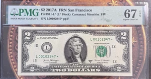2017A $2* Note San Francisco PMG 67 EPQ Gem - Picture 1 of 4