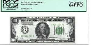 1928A $100 DGS Chicago Federal Reserve Note Woods / Mellon PCGS 64 PPQ - Picture 1 of 2