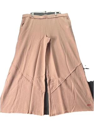 Pantalones Peace Love World Reverse Lazo Terry Francés Pierna Ancha Cuarzo Rosa 1XP NUEVOS CON ETIQUETAS Foto 1 de 4