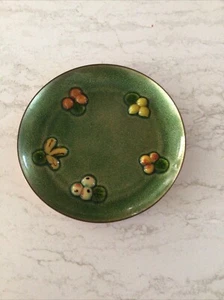 Mimi Ross Signed Mid-Century Enamel on Copper 6” Round Dish 3D Glass Fruits - Picture 1 of 7