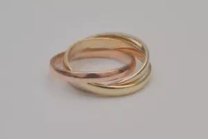 14k Yellow White Rose Gold Half Round 3 Band Ring Size 7 R4 - Picture 1 of 8