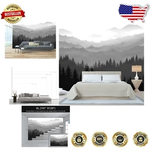 Elegant 3D Forest Mountain Wallpaper Mural - Not Peel and Stick, 191" x 120" - Picture 1 of 9