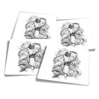 4x Square Stickers 10 cm - BW - Photographer Girl with Flowers  #43348