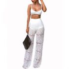 Women 2 Piece Outfit Ribbed Knitted Bralette Crop Top High Waist Sheer Flor