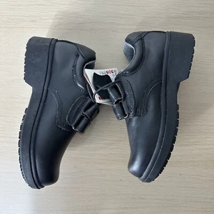 NEW SEVEN STEPS LITTLE BOYS SCHOOL SHOES black leather sz 10 VelcroTM straps - Picture 1 of 9