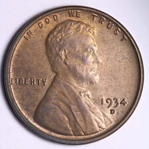 1934-D Lincoln Wheat Cent Penny CHOICE BU UNC MS E907 STH - Picture 1 of 2
