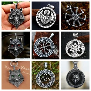 Necklace Mix Theme Fashion Vintage Viking Titanium Stainless Steel Retro Pendant - Picture 1 of 40