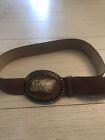 Streets Ahead Anthropologie Leather Belt Ivory Stone Brown S 27"- 31"  1.75” w