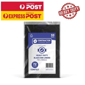 Heavy Duty Garbage Bags in Black 72L Liners Pack of 50 Contractor Bin Litres - Picture 1 of 2