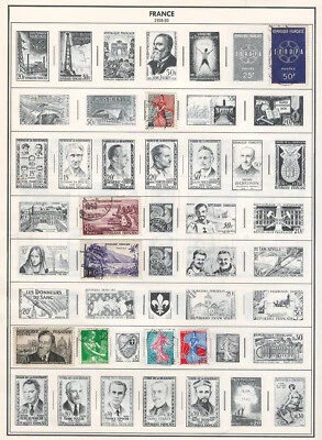 FRANCE 1957-1960 Very Fine Used Stamps Hinged on list: 2 Sides - Image 1 of 2