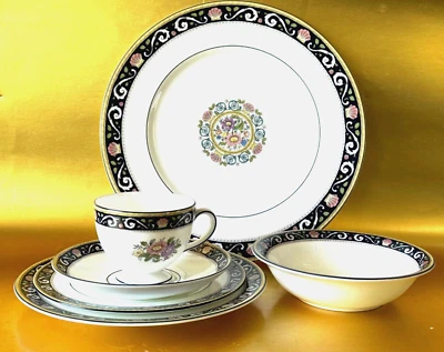 Wedgwood  6 Pc Setting  Dinner Runnymede Cobalt Blue Pattern, Mint (4 available) - Image 1 of 4