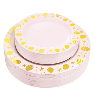 LIYH 60Pcs Pink Plastic Easter Plates - Easter Party Supplies Disposable Plat... - Picture 1 of 8