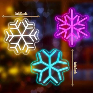 3PCS Snowflake White Pink Blue Christmas Neon Signs LED Light Home Decor Winter - Picture 1 of 7