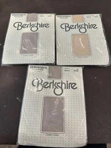 Vintage Berkshire Silver & Crepe Nude Shimmers Stockings Nylons Size 3 Lot 1980s - Picture 1 of 8