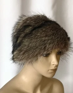 $498 Sombrero Coach Piel de Mapache Forrado de Seda Marrón Claro Talla XS S TP/P Hecho en EE. UU. NUEVO - Imagen 1 de 21