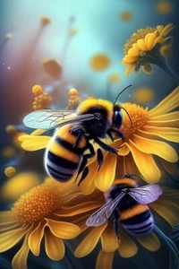 Autumn Flowers Honey Bee Farm Diamond Painting Kit - Full Round Gemstone Embroid - Picture 1 of 4