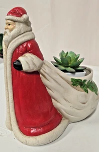 Claire Burke Old World Santa Claus Ceramic Planter Candy Dish Vintage 1990- - Picture 1 of 8