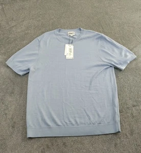 Jaeger Pullover Herren XL hellblau Merino Seidenmischung Rundhals Luxe Kurzarm - Bild 1 von 10
