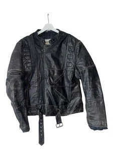 Chaqueta de motociclista de cuero Wilson vintage rara negra XXL para hombre - Imagen 1 de 4