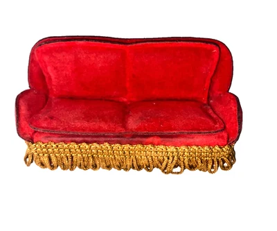 Sofá/sofá con flecos muebles miniatura casa de muñecas escala 1/18 Foto 1 de 4